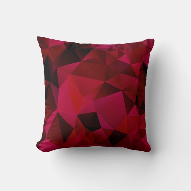 Schwarz, rot, polygonal kissen (Vorderseite)
