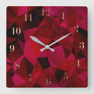 Schwarz, rot, polygonal quadratische wanduhr