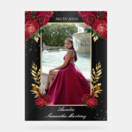 Schwarz-Rot-Quinceañera Eintrag Akryllische Zeiche Acrylschild