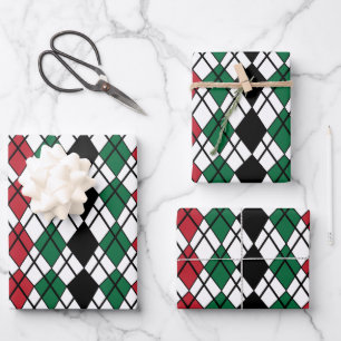 Schwarz-Rot-Raute-Muster Geschenkpapier Set