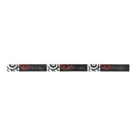 Schwarz-Rot-Reverse-Swirl-Brautparty Satinband