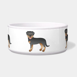Schwarz-Rot-Rottweiler Süße Cartoon-Hunde Napf
