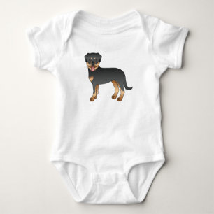 Schwarz-Rot-Rottweiler Süßer Cartoon-Hund Baby Strampler