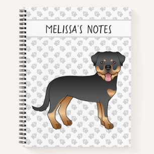 Schwarz-Rot-Rottweiler Süßer Cartoon-Hund Notizbuch
