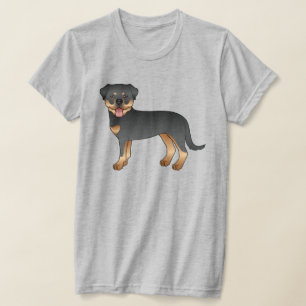 Schwarz-Rot-Rottweiler Süßer Cartoon-Hund T-Shirt
