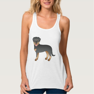 Schwarz-Rot-Rottweiler Süßer Cartoon-Hund Tank Top
