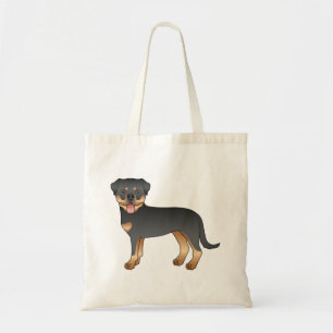 Schwarz-Rot-Rottweiler Süßer Cartoon-Hund Tragetasche