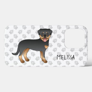 Schwarz-Rot-Rottweiler Süßer Cartoon-Hund und Name Case-Mate iPhone Hülle