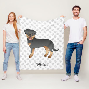 Schwarz-Rot-Rottweiler Süßer Cartoon-Hund und Name Fleecedecke