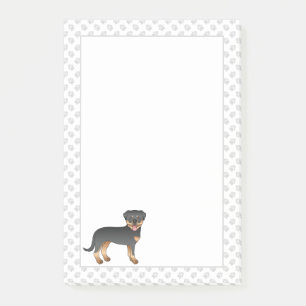 Schwarz-Rot-Rottweiler Süßer Cartoon-Hund und Pfot Post-it Klebezettel