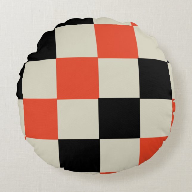 Schwarz/Rot Rundes Kissen (Vorderseite)