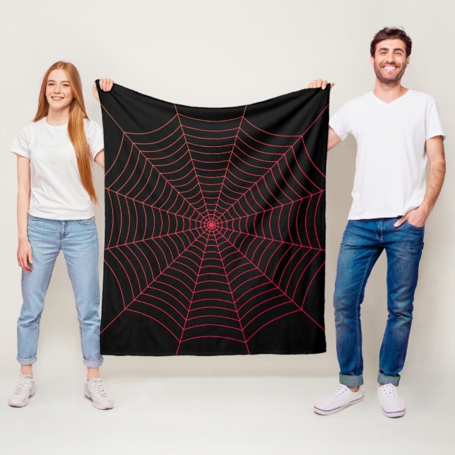 Schwarz-Rot-Spinnennetz Halloween-Muster Fleecedecke (Beispiel)