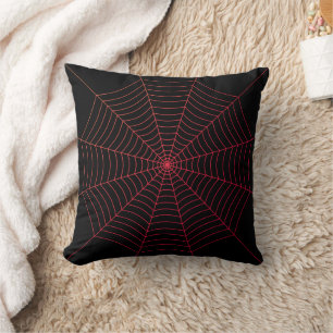 Schwarz-Rot-Spinnennetz Halloween-Muster Kissen