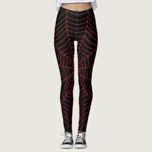 Schwarz-Rot-Spinnennetz Halloween-Muster Leggings