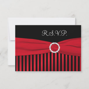Schwarz-rot-Streifen-Antwortkarte RSVP Karte
