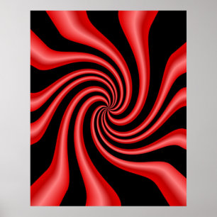 Schwarz-Rot-Swirl Poster