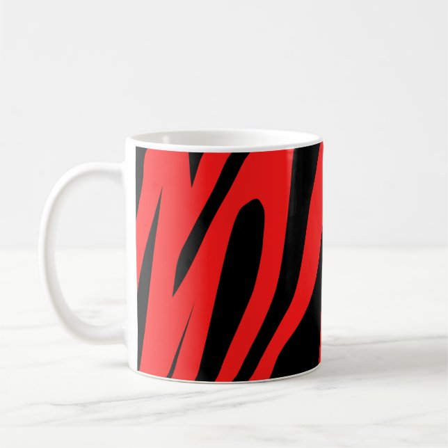 Schwarz - Rot Tiger Tiger Nahtloses Muster Kaffeetasse (Links)