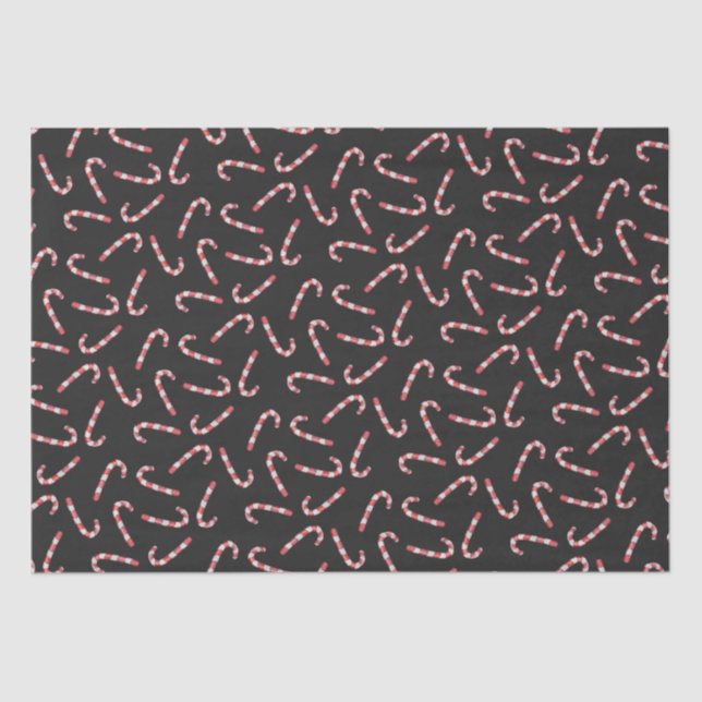Schwarz Rot Traditionelle Candy Cane Weihnachten Seidenpapier (Vorderseite)