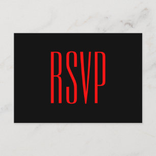 Schwarz-Rot-UAWG Damask Wedding V09 RSVP Karte
