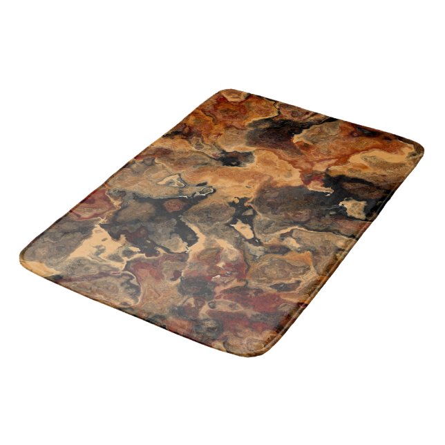 Schwarz, Rot und Rost Badematte (Schrägansicht)