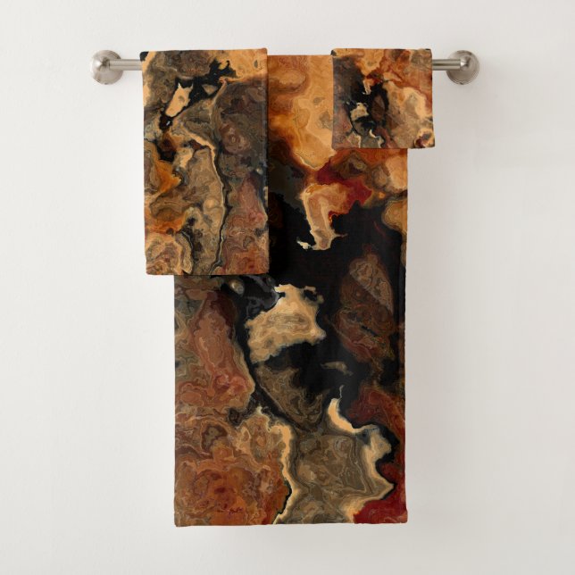 Schwarz, Rot und Rost Badhandtuch Set (Insitu)