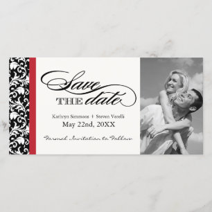 Schwarz, Rot und Weiß - Damast Save the Date