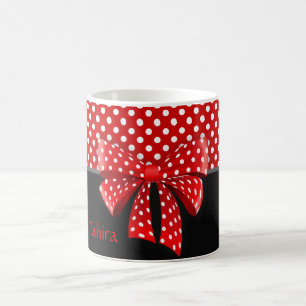 Schwarz, Rot und Weiß Polka Dots Ribbon Tasse