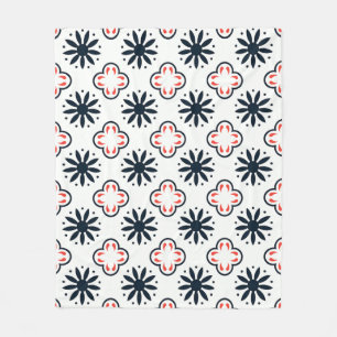 Schwarz-Rot-Vintag-florale marokkanische Mosaikmus Fleecedecke