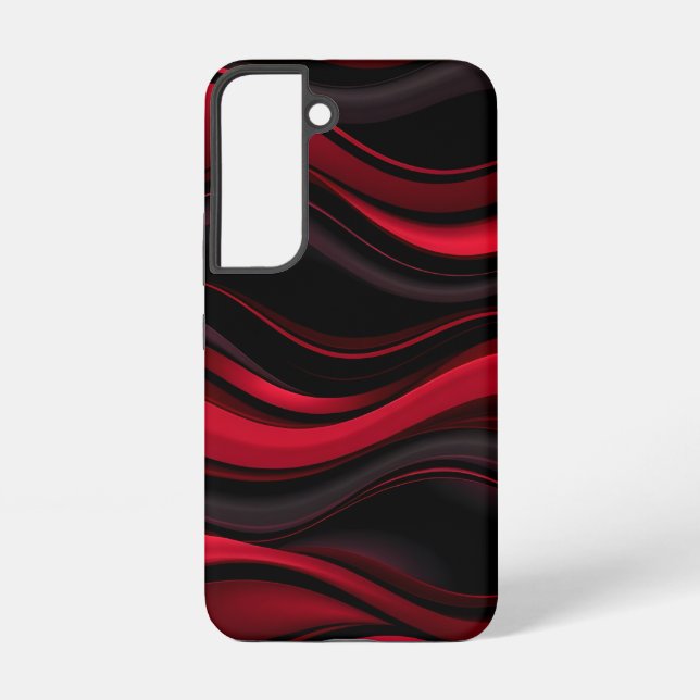 Schwarz-Rot-Waves-Muster - fett abstraktes Design Samsung Galaxy Hülle (Rückseite)