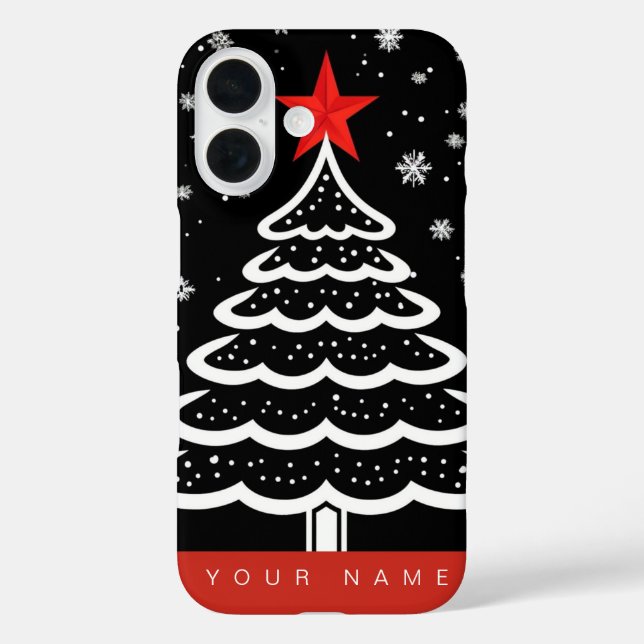Schwarz/Rot Weihnachten Case-Mate iPhone Hülle (Rückseite)