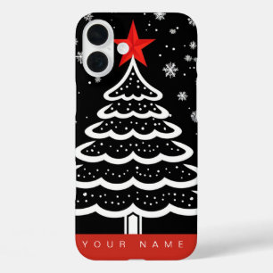 Schwarz/Rot Weihnachten iPhone 16 Plus Hülle