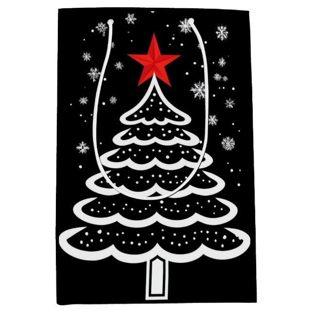 Schwarz/Rot Weihnachten Mittlere Geschenktüte (Vorderseite)