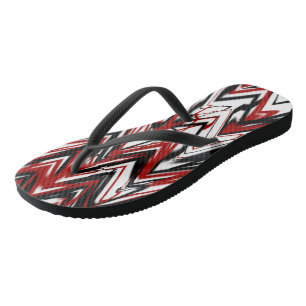 Schwarz-Rot-Weiß-abstrakt Flip Flops