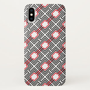 Schwarz Rot & Weiß Geometrisch iPhone X Hülle