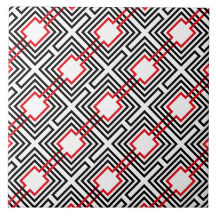 Schwarz Rot & Weiß Geometrisch Fliese