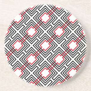 Schwarz Rot & Weiß Geometrisch Getränkeuntersetzer
