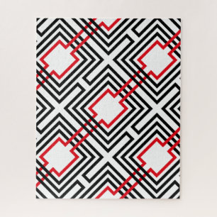 Schwarz Rot & Weiß Geometrisch Puzzle