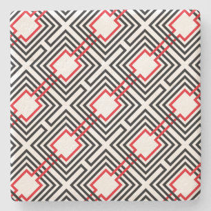 Schwarz Rot & Weiß Geometrisch Steinuntersetzer