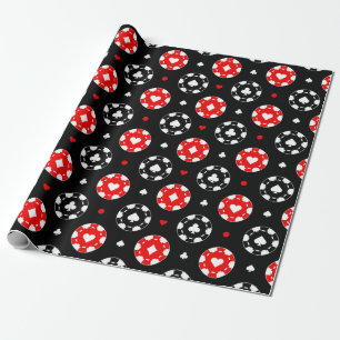 Schwarz-Rot-Weiße Casino-Kartensymbole Geschenkpapier