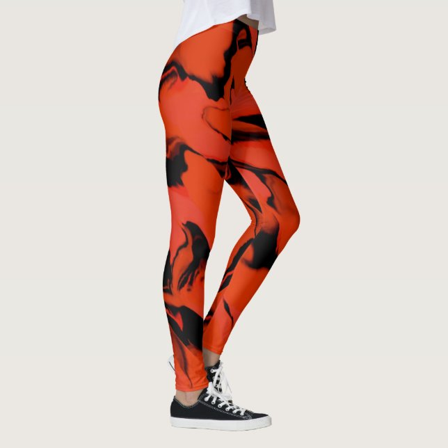 Schwarz-Rot-Wellen Leggings (Rechts)