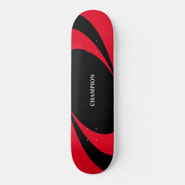 Schwarz-Rot-Wellenlinien Skateboard (Vorderseite)