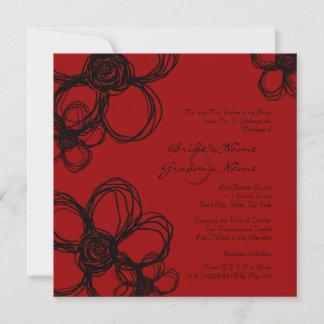 Schwarz-Rot-Wildtiere-Blume Einladung zum Hochzeit