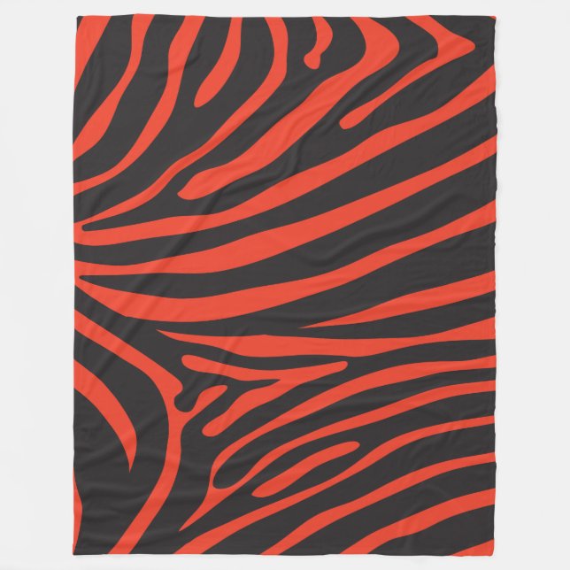 Schwarz-Rot-Zebra-Print Fleecedecke (Vorderseite)