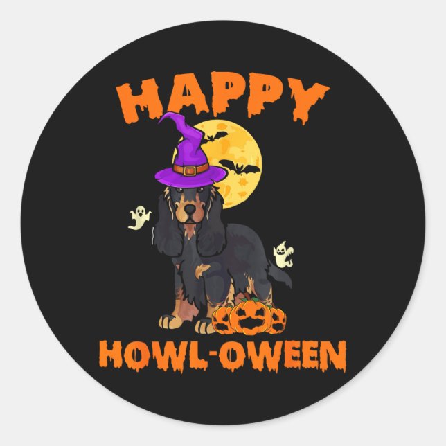 Schwarz-Rotbrauner Cocker Spaniel Hund Hexe Hallow Runder Aufkleber (Vorderseite)