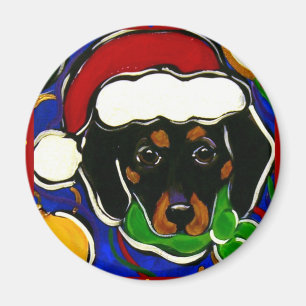 Schwarz-Rotbrauner Dachshund Magnet