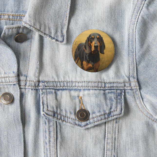 Schwarz-Rotbrauner Laufhund Button (Beispiel)