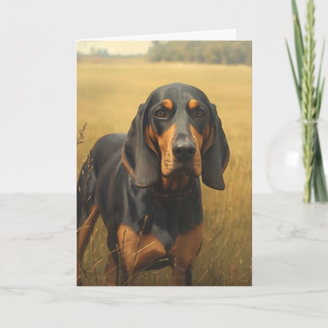 Schwarz-Rotbrauner Laufhund Karte (Vorderseite)
