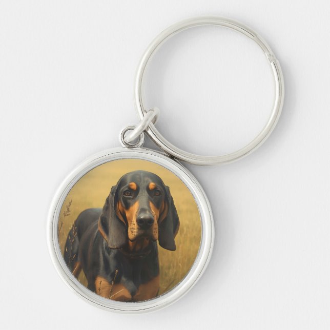 Schwarz-Rotbrauner Laufhund Schlüsselanhänger (Vorne)