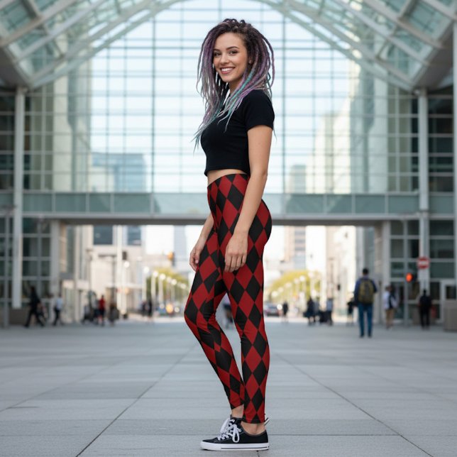 Schwarz-rote Harlekin-Muster-Leggings Leggings (Von Creator hochgeladen)