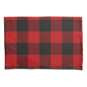 Schwarz-rote karierte Quadrate Buffalo Plaid Kissenbezug
